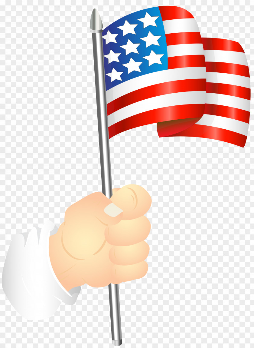 Hand With An American Flag Clip Art Image Of The United States PNG
