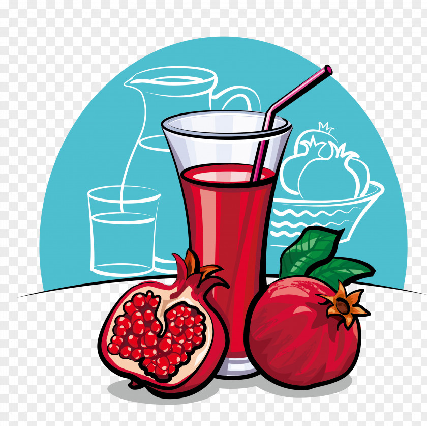Cartoon Vector Pomegranate Juice Clip Art PNG