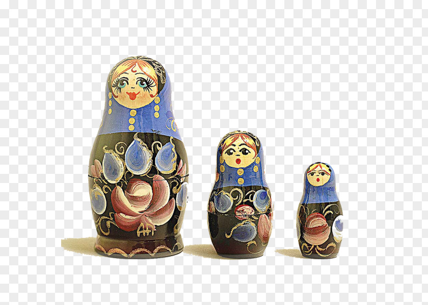 Kirov Figurine Matryoshka Doll Ceramic Cobalt Blue PNG