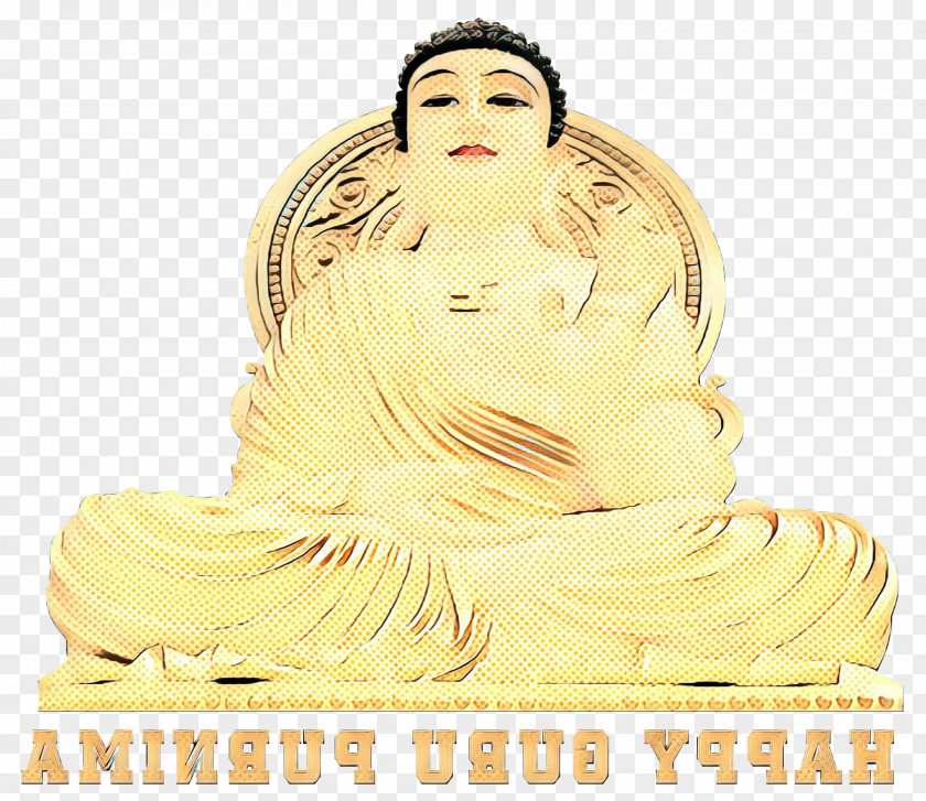 Yellow Gautama Buddha Cartoon PNG