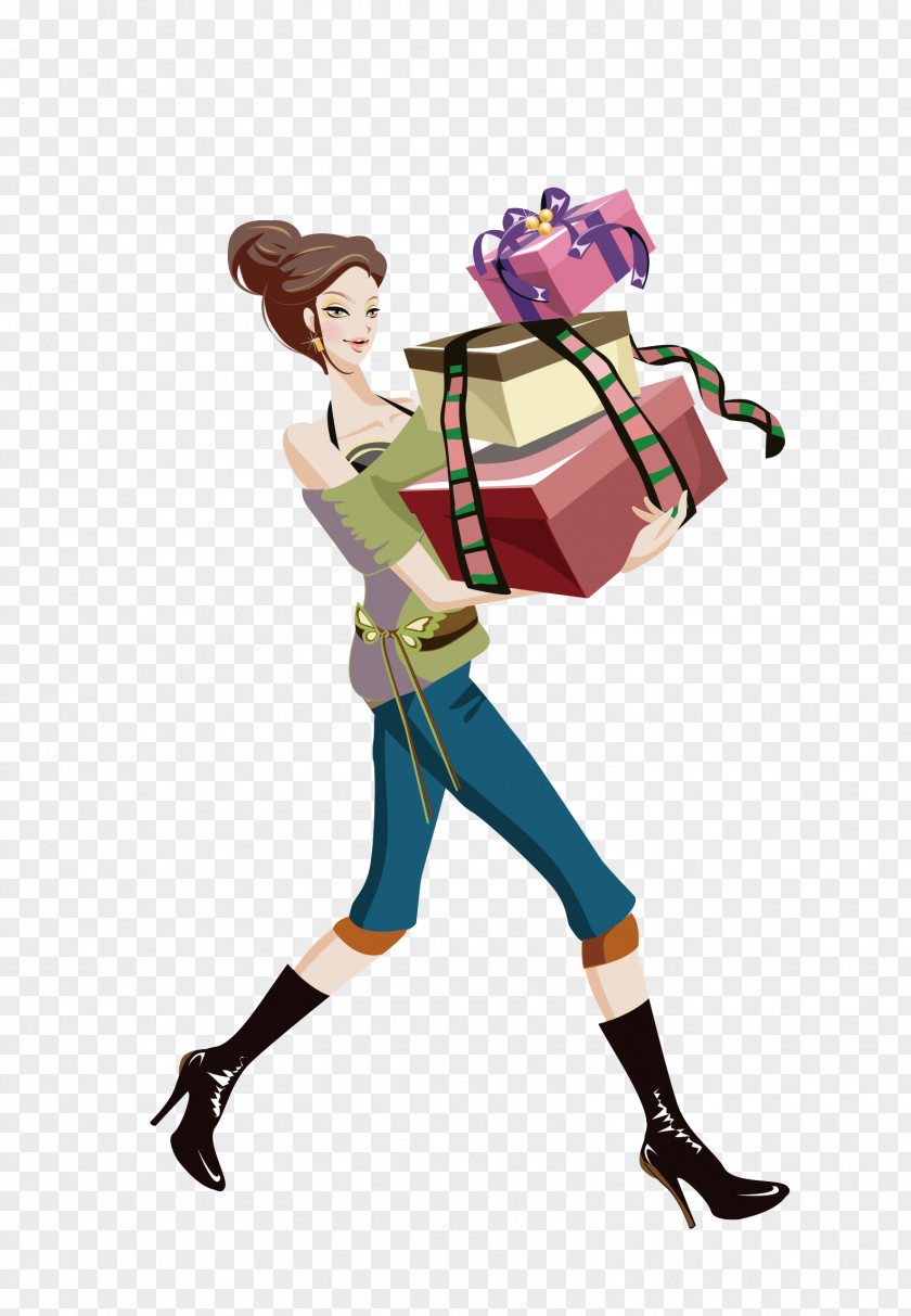 Shopping Girl Woman PNG Woman, Cartoon Women clipart PNG