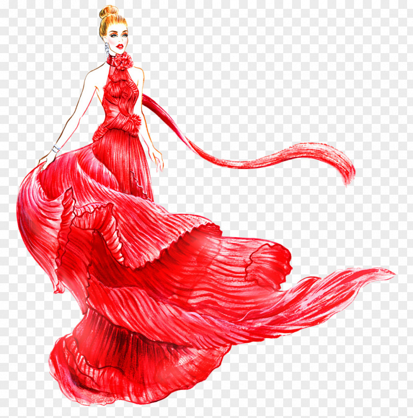 Painted Red Wedding Beauty Fashion Illustration Designer Drawing PNG