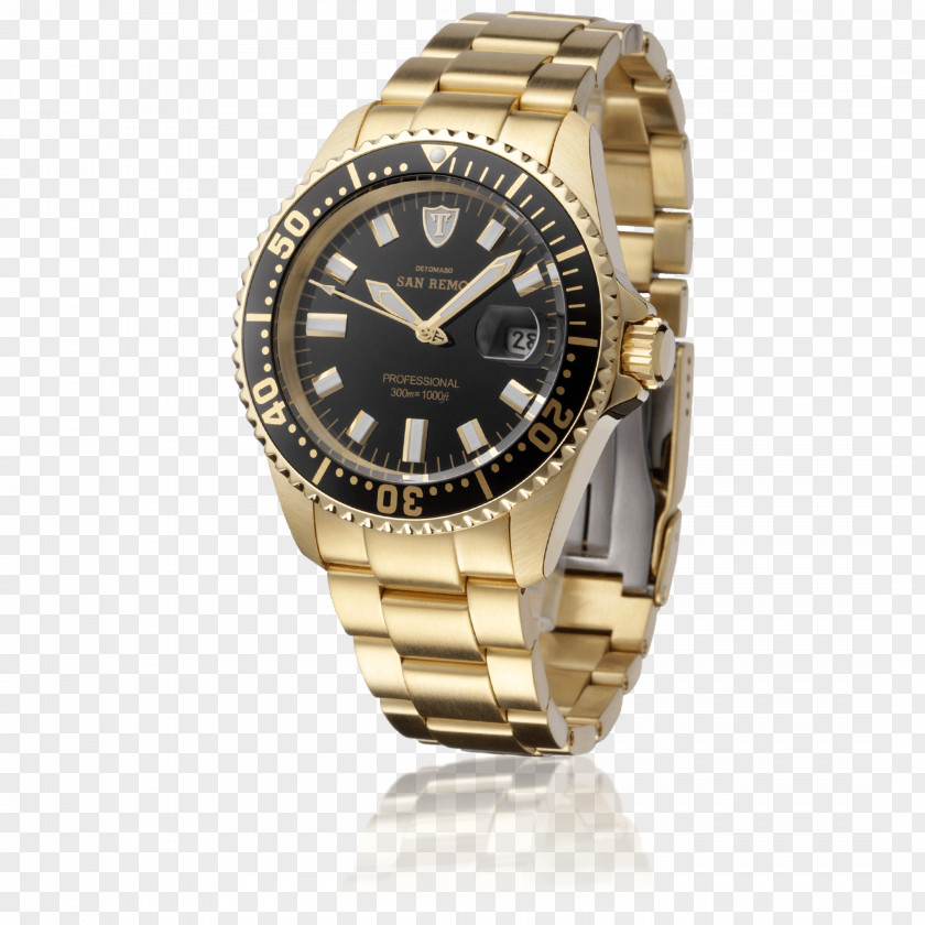 Luxury Crown Automatic Watch De Tomaso Gold Diving PNG