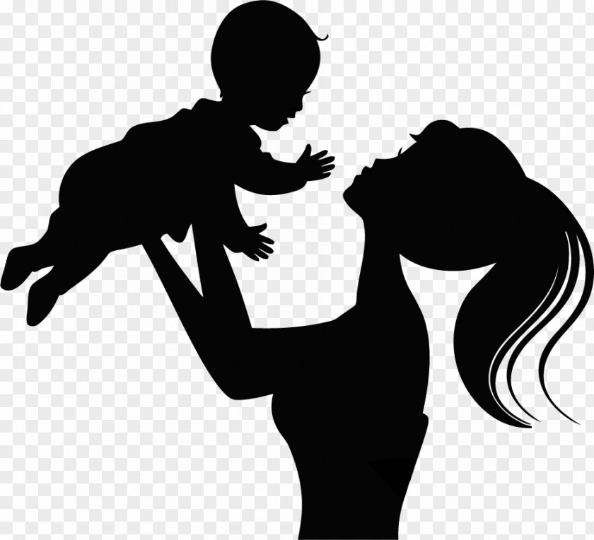 Silhouette Child Infant Mother PNG