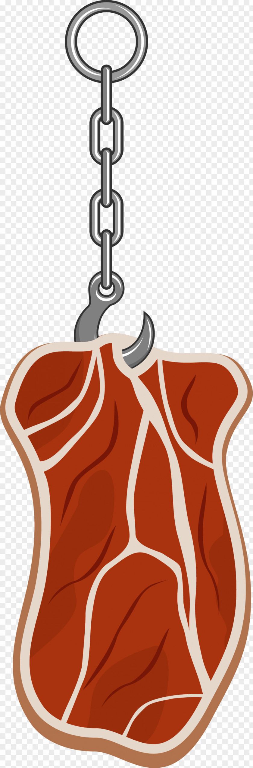 Hand Painted Red Meat Hook Steak PNG
