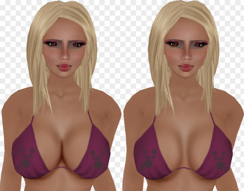 Purple Blond Bra Brown Hair Model PNG