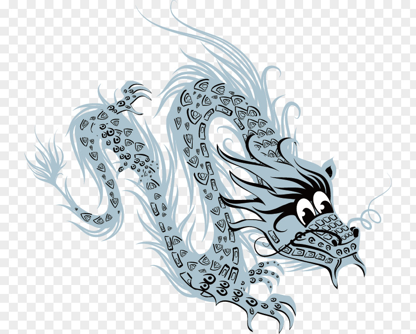 Blue Dragon Chinese PNG