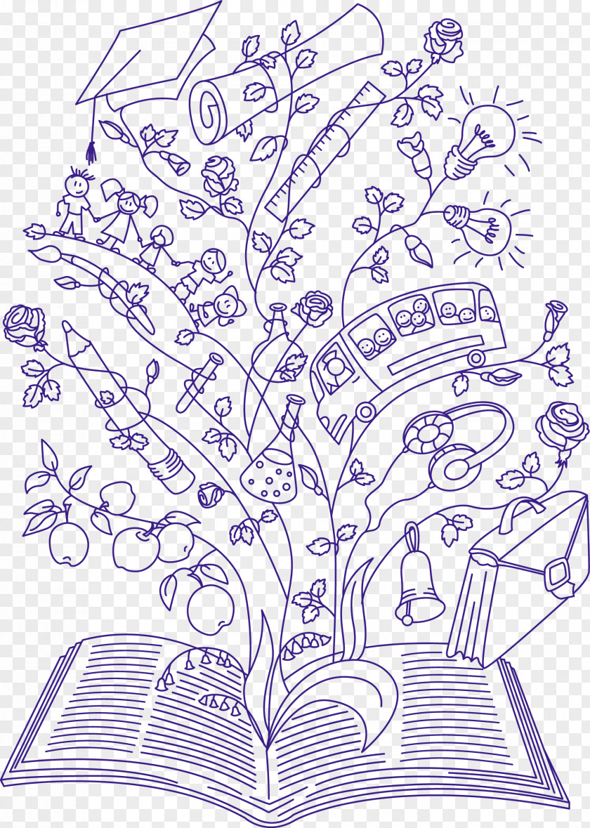 Lines Open The Book On Knowledge Tree Vector Royalty-free Illustration PNG