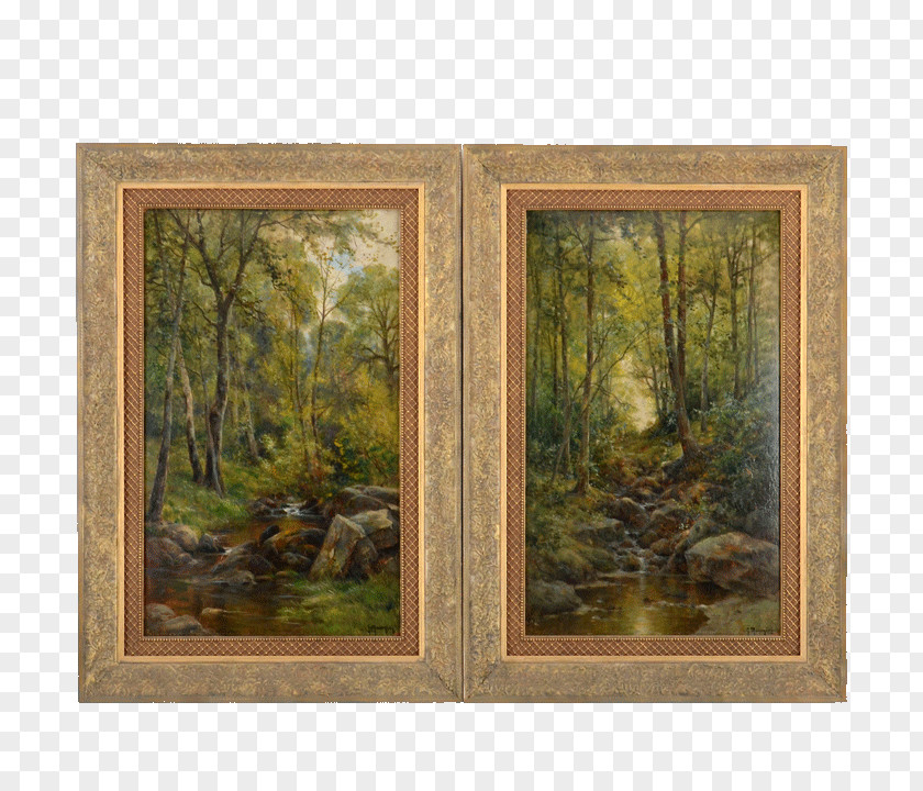 Oil Paintings Window Painting Forest Picture Frames Wood PNG