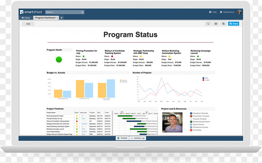 Project Management Information System Smartsheet Dashboard Balanced Scorecard Report PNG
