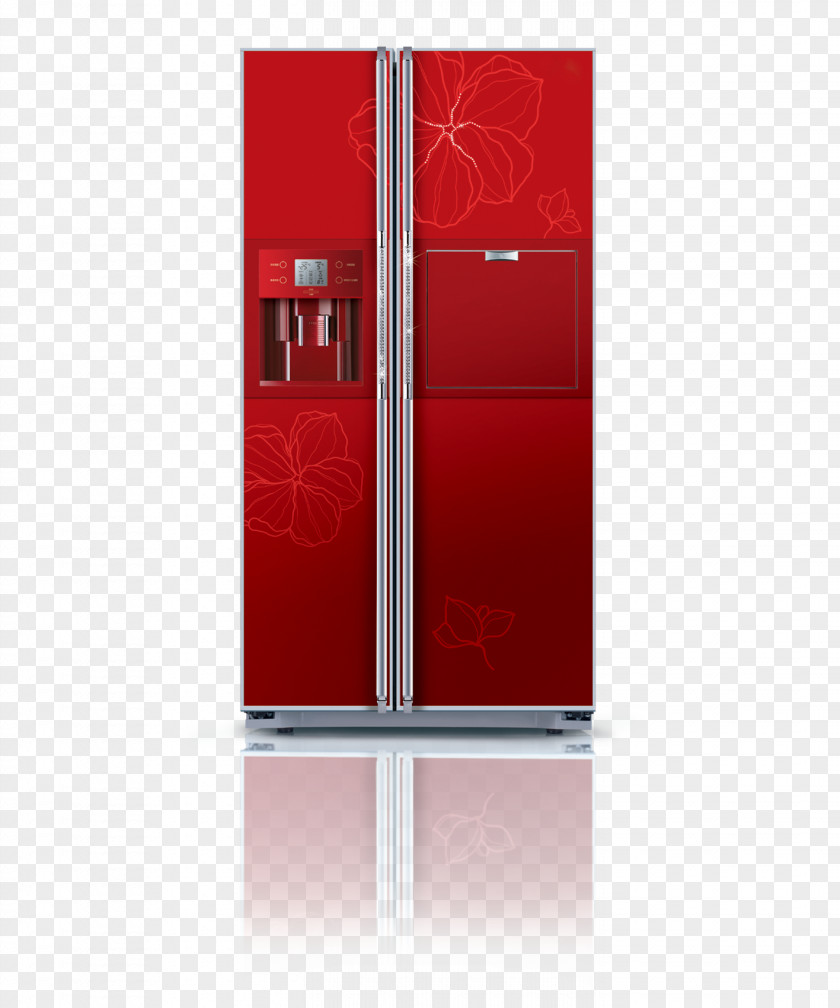 Red Festive Smart On The Door Refrigerator Rectangle PNG