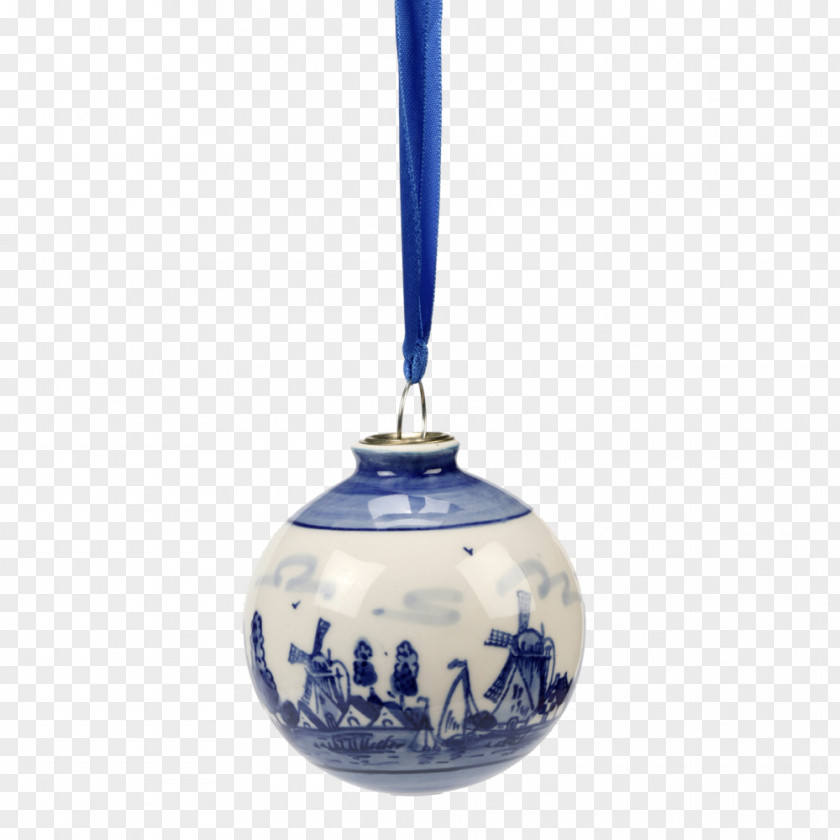 Christmas Cobalt Blue And White Pottery Ornament PNG