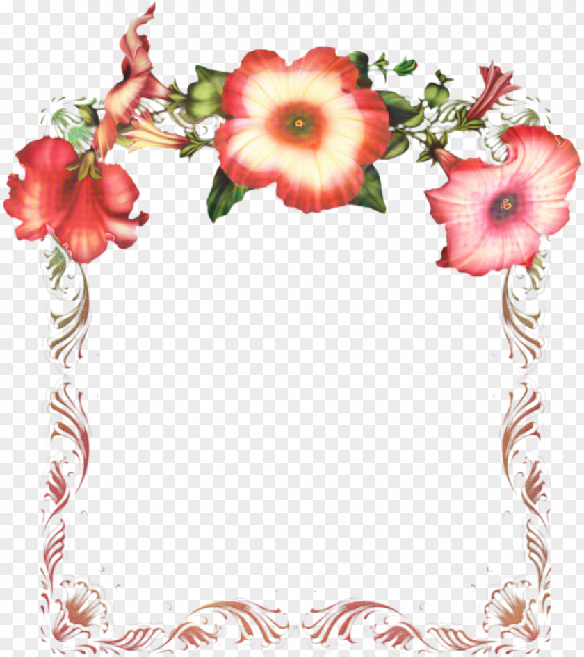 Picture Frame Hibiscus Floral Design PNG