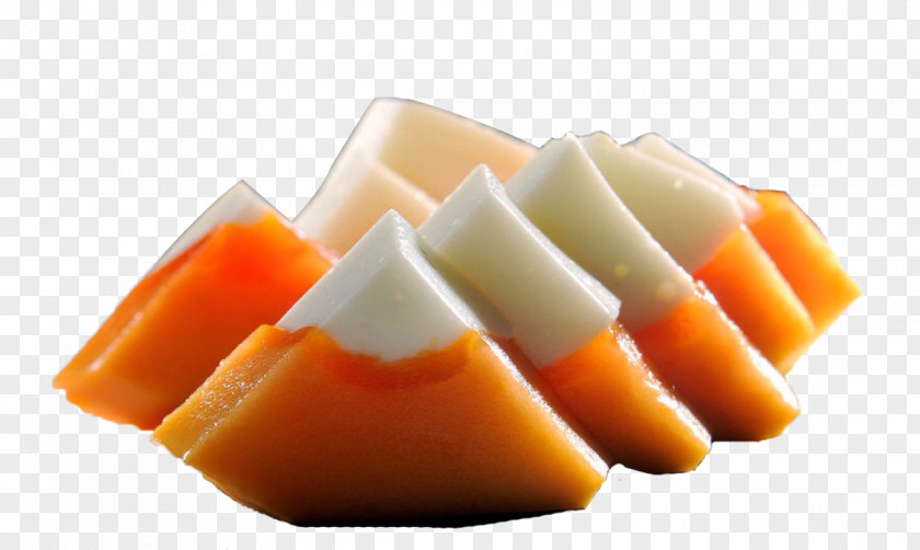 Several Pieces Of Papaya Coconut Milk Frozen In Kind Gelatin Dessert Dish PNG