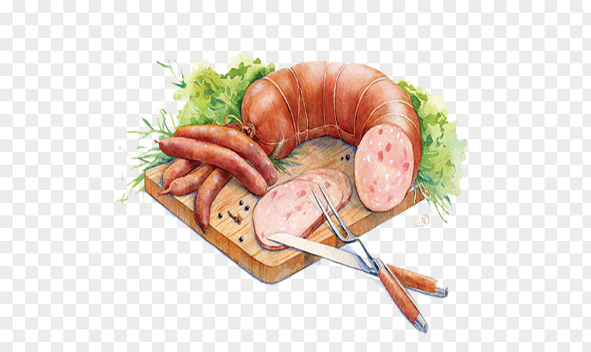 Cartoon Ham Food Thuringian Sausage Bratwurst German Cuisine PNG