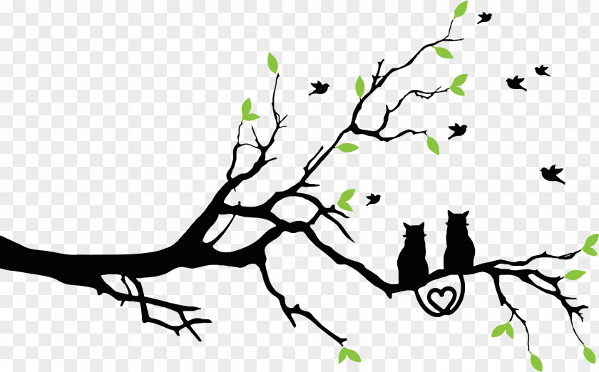 Love Birds Cat Tree Clip Art PNG
