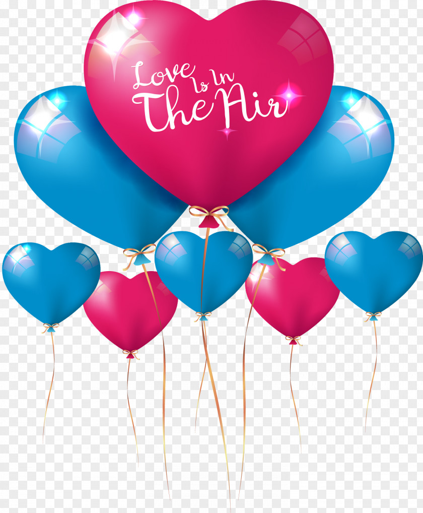Vector Hand-painted Heart Balloon Toy Euclidean PNG