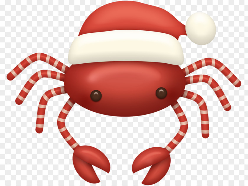Christmas Crab Santa Claus Ornament Candy Cane Clip Art PNG