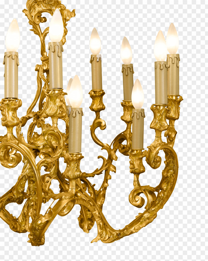 Religious Style Chandelier Brass Ormolu Bronze Rococo Revival PNG