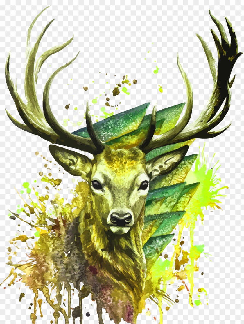 Vector Watercolor Deer Painting Download Illustration PNG