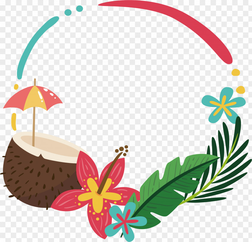 Coconut Palm Summer Border Clip Art PNG