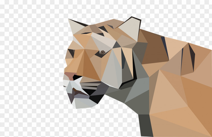 Geometric Diamond Tiger Lion Cat Low Poly Illustration PNG
