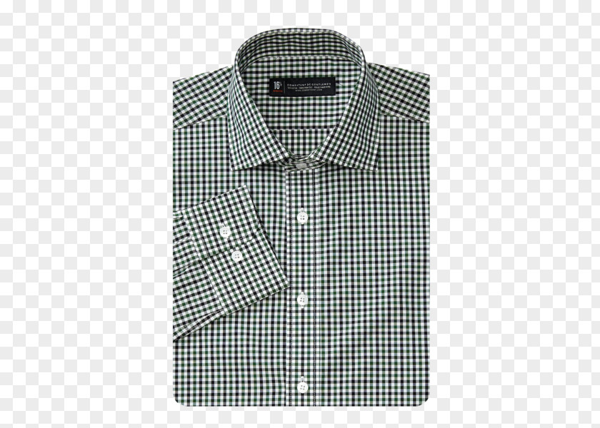 Gingham Dress Shirt Collar Sleeve Button PNG