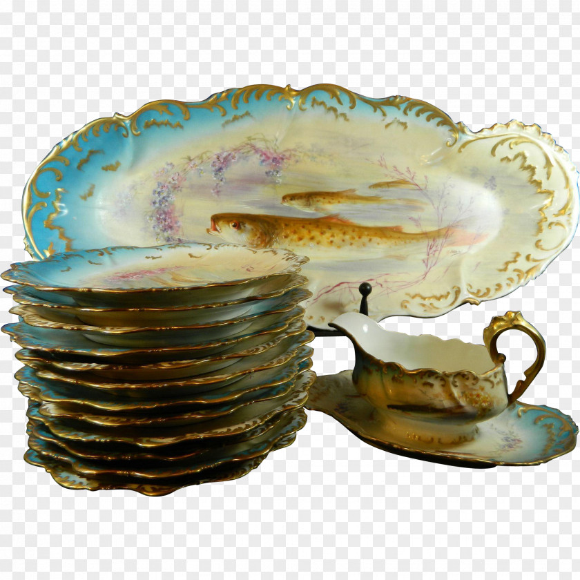 Hand-painted Fish Limoges Porcelain Tableware Ceramic Swarovski PNG