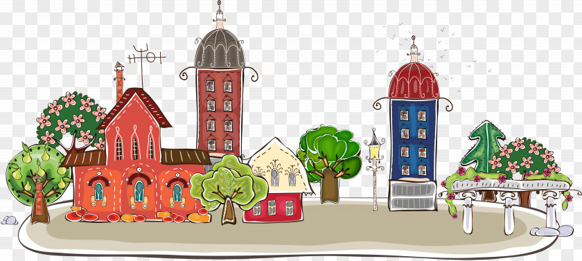 Town Cartoon City Building Clip Art PNG