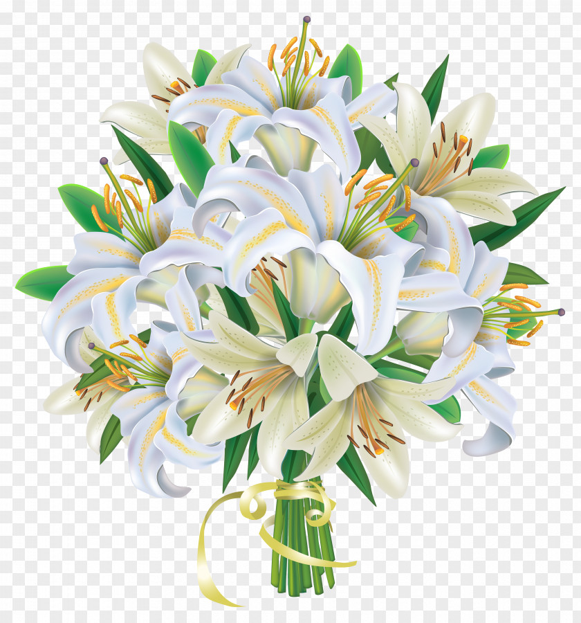White Lilies Flowers Bouquet Clipart Image Flower Wedding Clip Art PNG