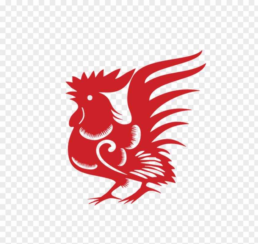 Cock Paper-cut Material Chicken Chinese Zodiac New Year Rooster Papercutting PNG