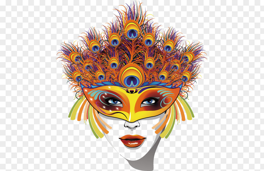 Masked Woman Mask Feather Skirt PNG