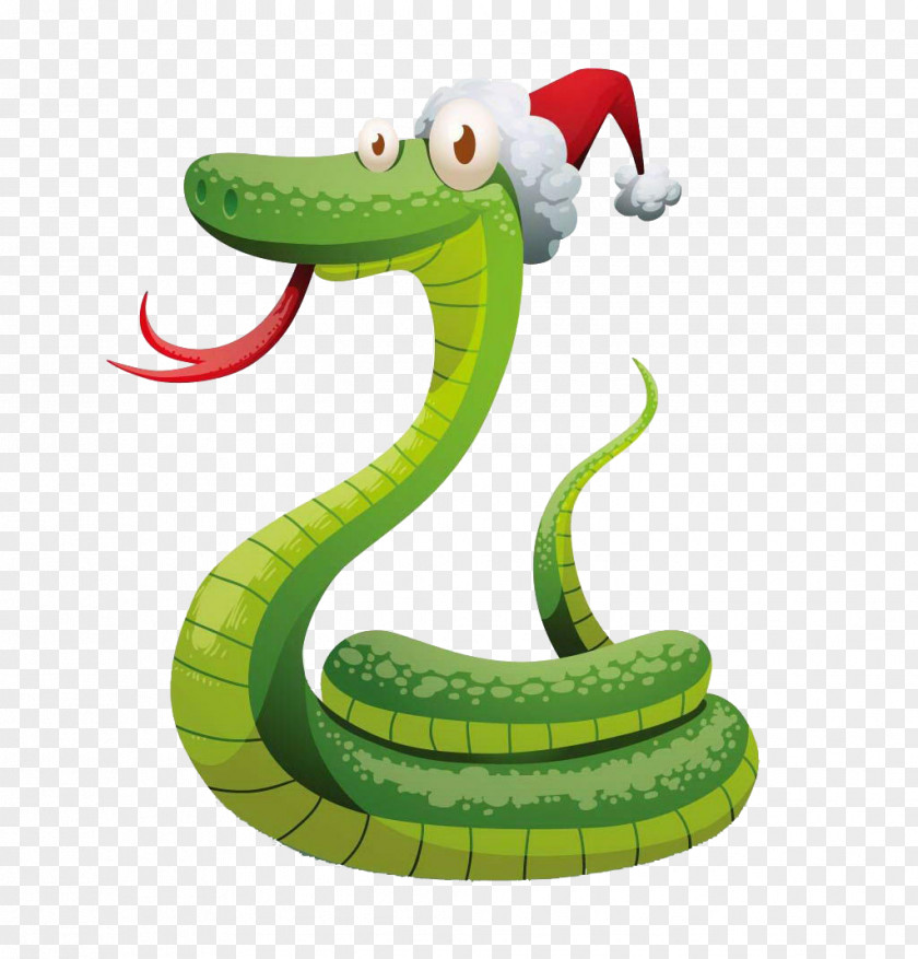 Creative Snake Santa Claus Christmas Illustration PNG