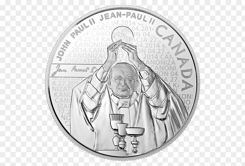 Pope John Paul II Bullion Coin Silver PNG