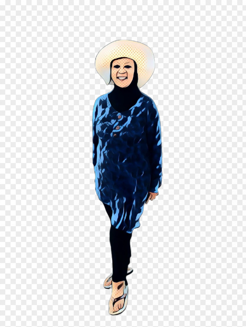Electric Blue Hat Neck PNG