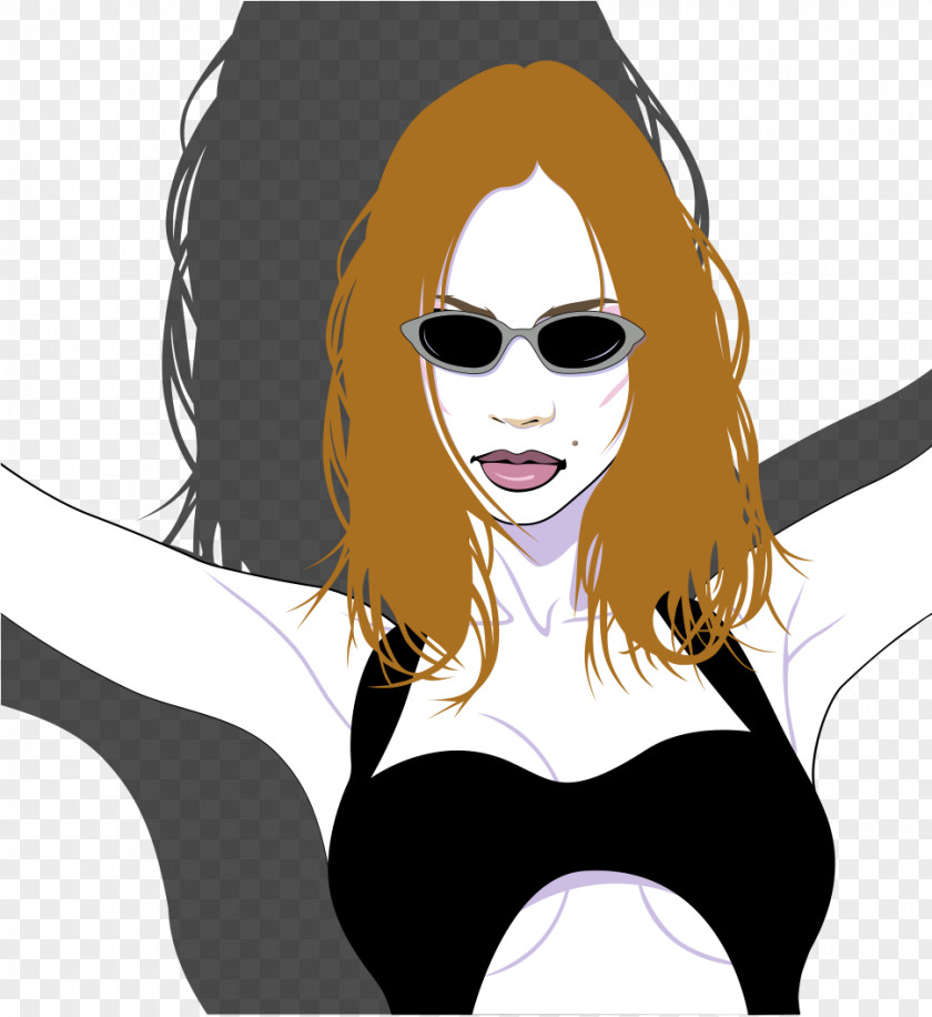 Cartoon Painted Wearing Sunglasses Flirty Pixel Illustration PNG
