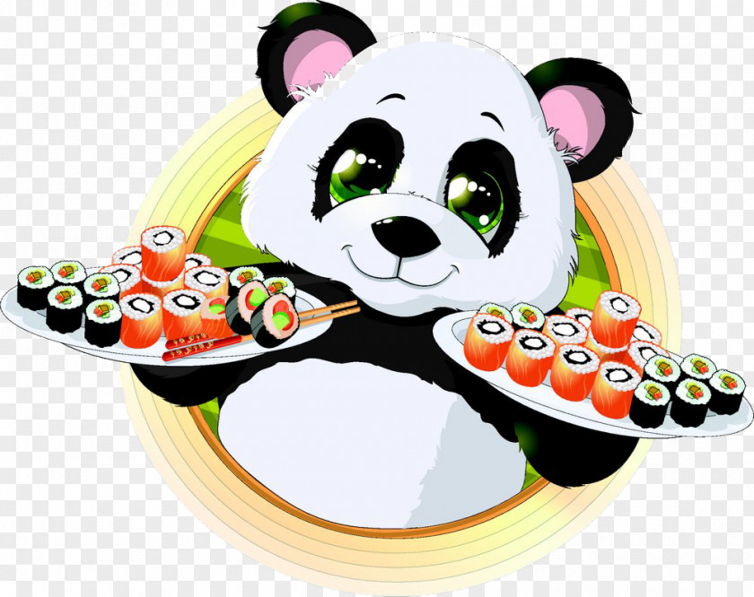 Hand-painted Panda Sushi Giant Japanese Cuisine Red PNG