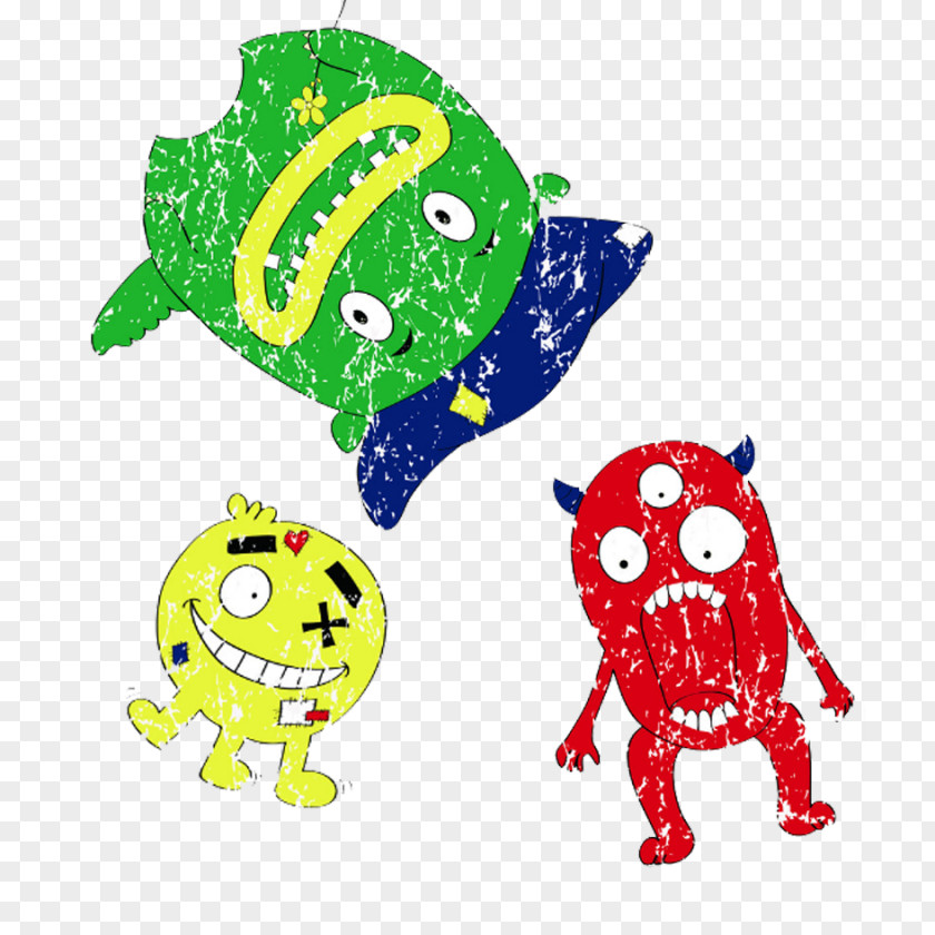 Three Little Monster Cartoon Clip Art PNG