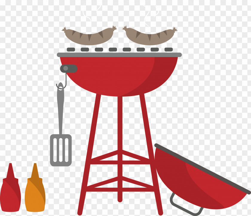Cartoon Vector Illustration Outdoor Grill Barbecue Bacon Hot Dog Ham Food PNG