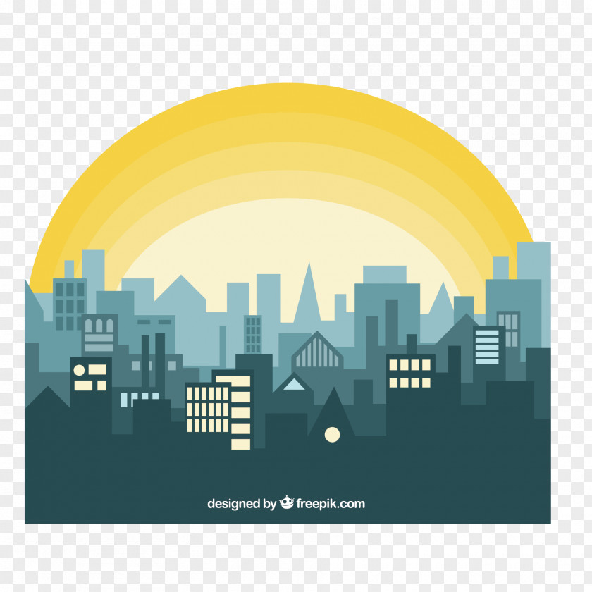 Vector City Sunrise Skyline PNG