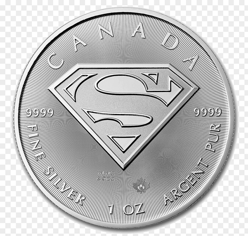 Superman Logo Canada Bullion Silver Coin PNG