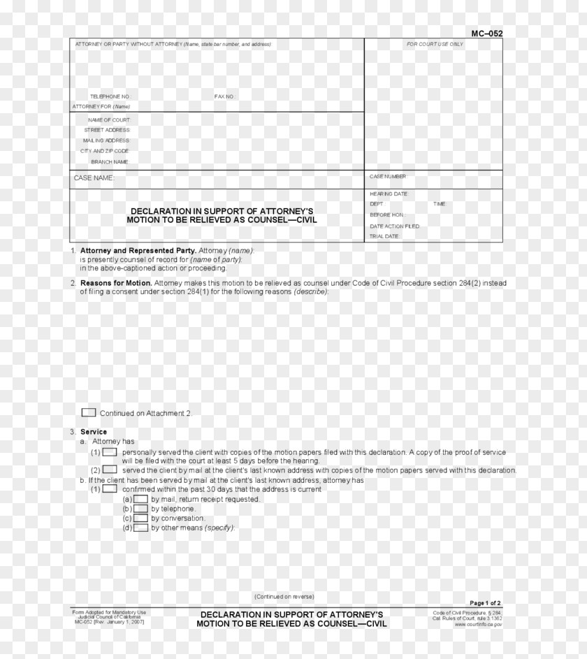 Counsel Document Form Judicial Council Of California Motion PNG