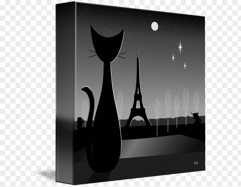 Eiffel Tower Cat Art Canvas PNG