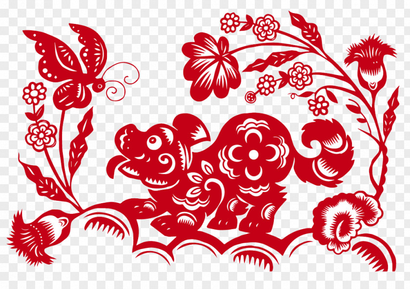 Storehouse Dog Papercutting Chinese New Year Stock Photography PNG