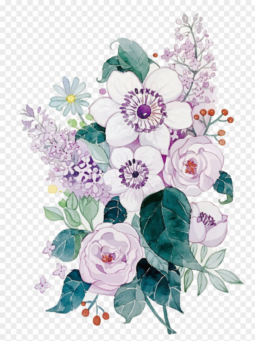 Vector Watercolor Flower Floral Design Painting PNG