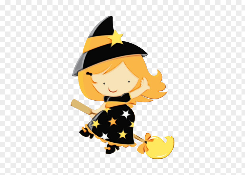 Witch Hat Broom Halloween Ghost Cartoon PNG