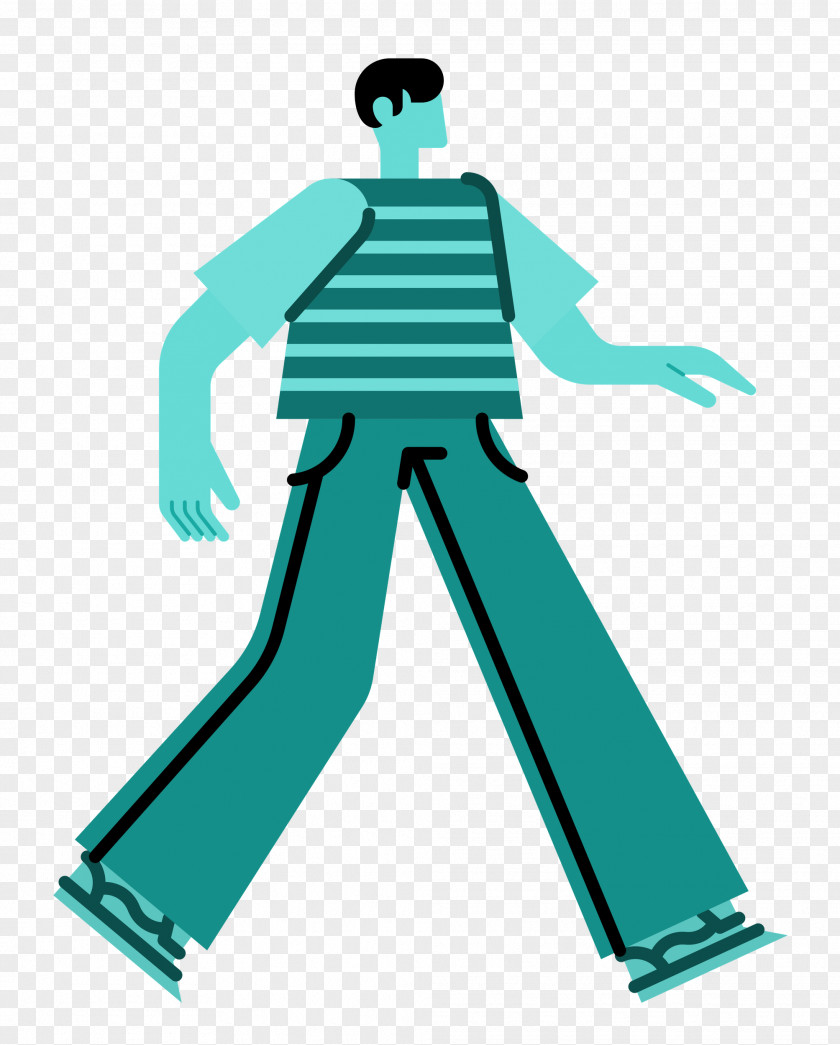 Green Teal Joint Line Character PNG