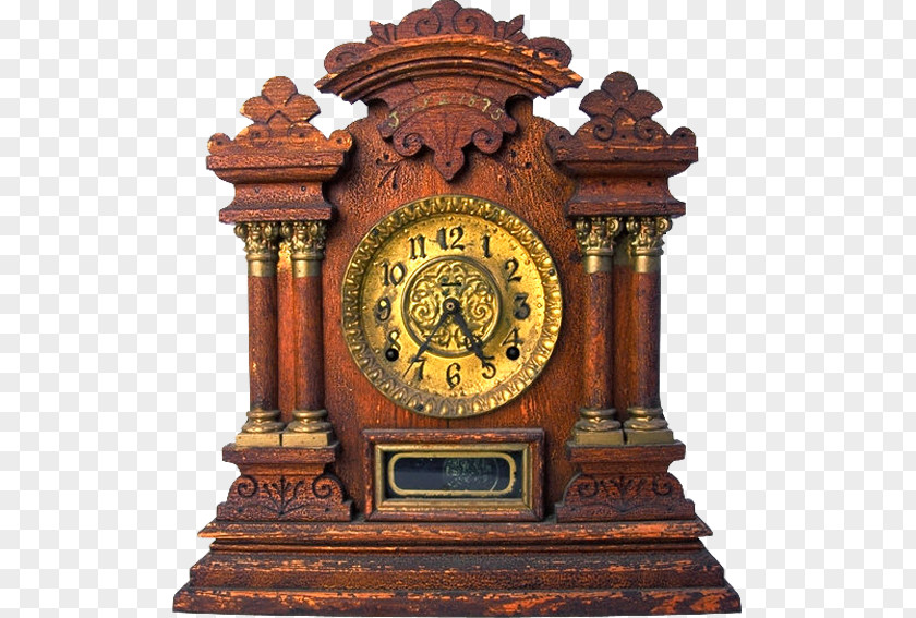 Vintage Wood Watch Mantel Clock Antique Collecting Collection Manager PNG