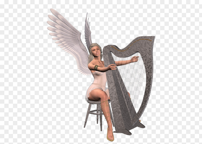 Angel Harp Figurine M PNG