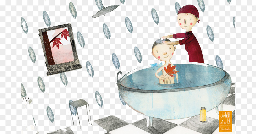 Hand Painted To The Child A Bath Illustration PNG